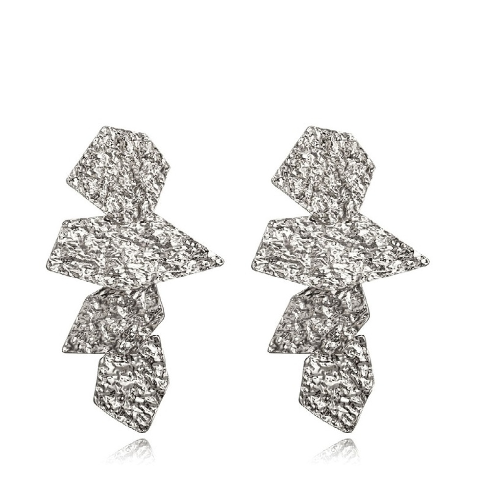 Foil Silver statement earrings